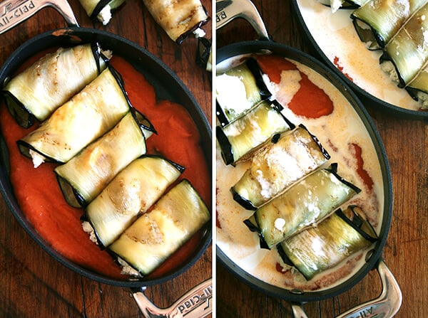 assembled involtini in dishes 在菜肴来组装