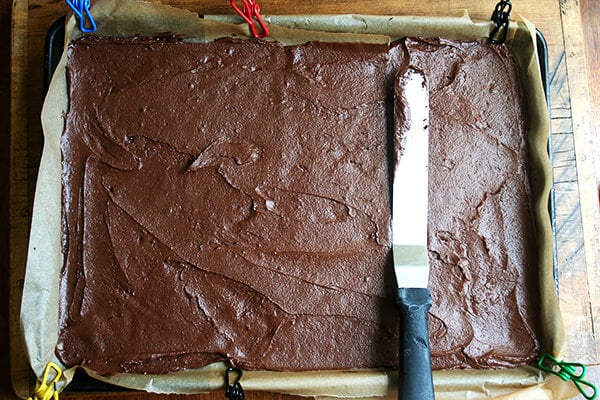 batter spread in pan 面糊在锅里