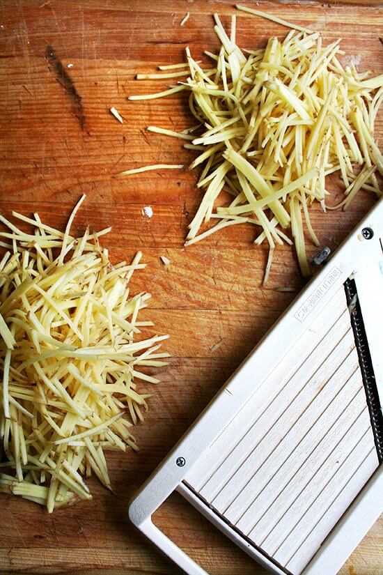 julienned potatoes and Benriner mandoline