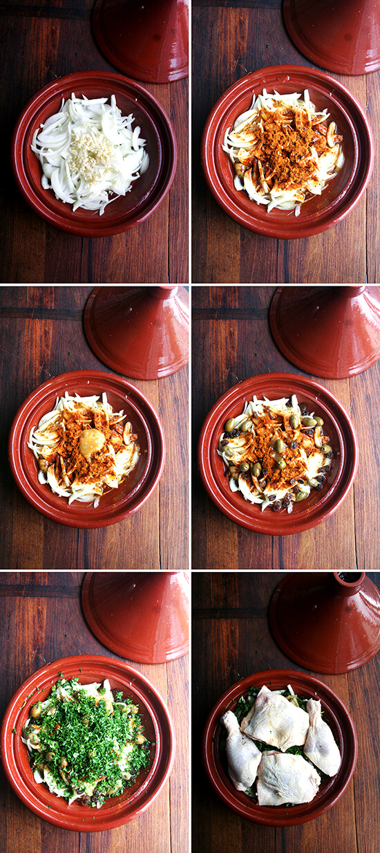 This chicken with preserved lemons and green olives, I can assure you, is plenty flavorful and colorful, too: the various spices in the ras-el-hanout, most likely the turmeric and paprika, imbue the dish with an inviting and appetizing yellow hue throughout. // www.simonrockett.com 这保存柠檬鸡和绿橄榄,我可以向你保证,是很多可口的多彩,:ras-el-hanout各种香料,最有可能姜黄和红辣椒,这道菜灌输一个邀请和开胃的黄色色调。/ / www.simonrockett.com