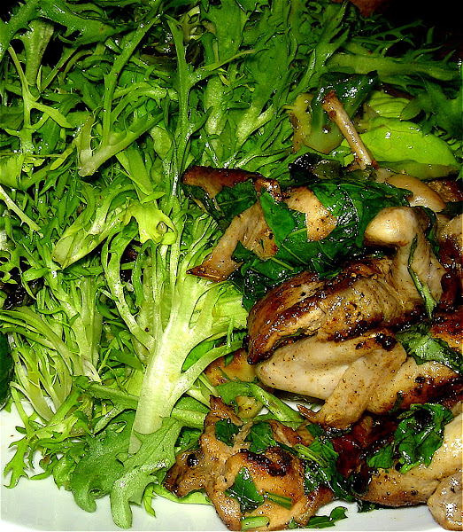 When balsamic caramel is paired with basil, as in this stir-fried quail dish, the combination is especially delicious. Here I’ve used sturdy frisée as the base for this salad, which loses much of its bitterness when wilted under the heat of the quail. Once in the pan, the quail takes no more than five minutes to cook making this elegant salad of wilted greens, goat cheese, toasted pine nuts and orange segments simple and easy to prepare. Enjoy! // www.simonrockett.com 当搭配罗勒香焦糖,在这道炒鹌鹑菜,结合特别好吃。这里我使用坚固的frisee基地这个沙拉,这失去的痛苦当枯萎的热下的鹌鹑。一旦在锅里,鹌鹑不超过5分钟烹饪这优雅的枯萎的绿色蔬菜,山羊奶酪,烤松子和橙色部分简单和容易的准备。享受吧!/ / www.simonrockett.com