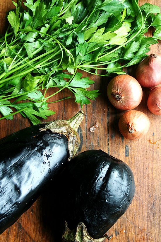 eggplant, parsley & shallots