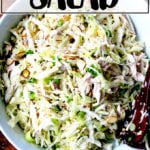 一碗亚洲鸡肉和卷心菜沙拉。