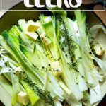 一个锅un-braised韭菜。